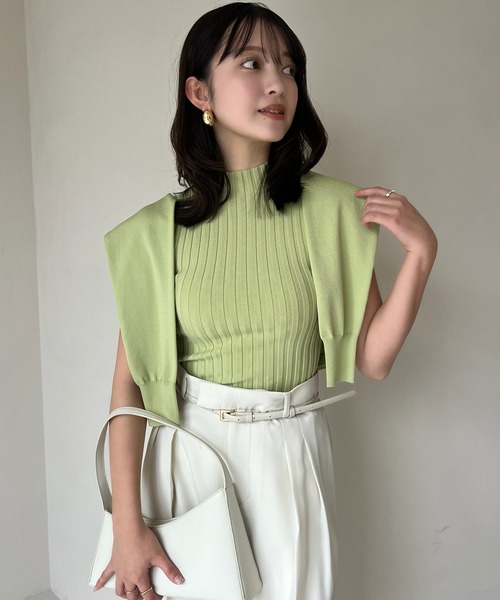 「anuans」 ノースリーブニット FREE ブラウン レディース_画像2