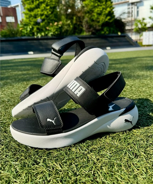 「PUMA」 フラットサンダル 24.0cm ブラック×ホワイト レディース_画像8