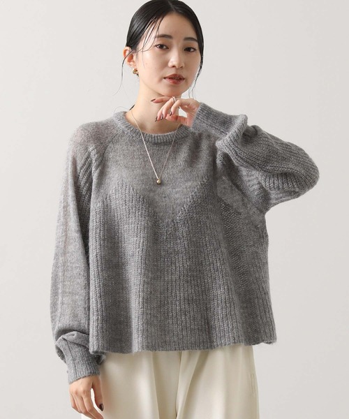 美品 アドーア ニット セーター モヘヤ ビジュー付き メランジ グレー M JILL STUART（ジルスチュアート） ニット セーター シアーモヘヤニット