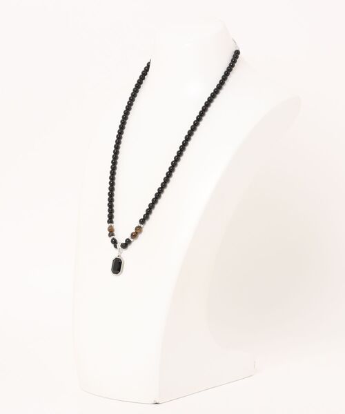 ALMO ネックレス ブラックストーンペンダントトップネックレス/メンズ