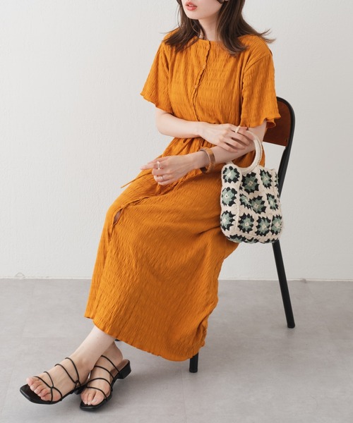 「Kastane」 半袖ワンピース 0 オレンジ レディース_画像2