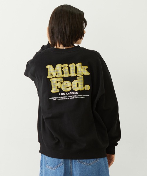 新品　MILKFED. ブラック オーバーサイズトレーナー MILKFED.（ミルクフェド） スウェット MILKFED STENCIL SWEAT TOP