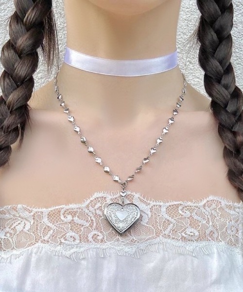 MASHIRO ネックレス ハートチェーンモチーフフレームロケット