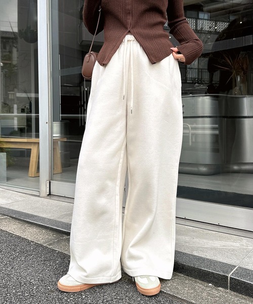 andme（アンドミー） ワイドパンツ スウェットパンツ ジャージ 裏起毛