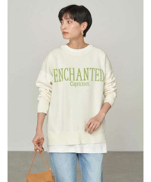 「AMERICAN HOLIC」 長袖ニット M ネイビー レディース_画像2