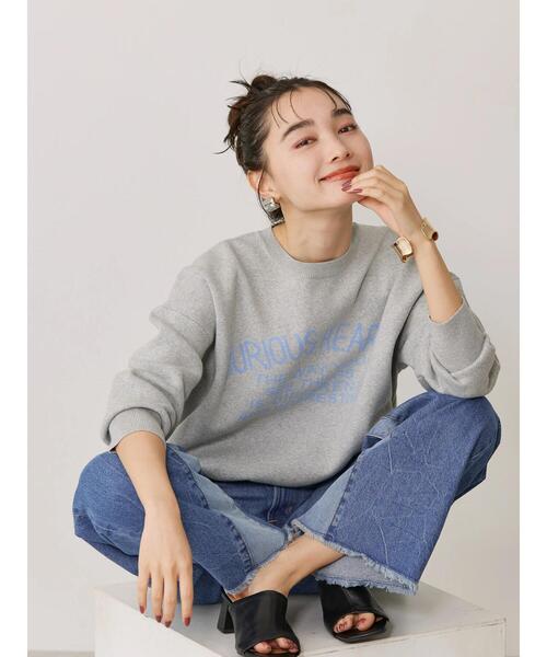 「AMERICAN HOLIC」 長袖ニット M ネイビー レディース_画像3