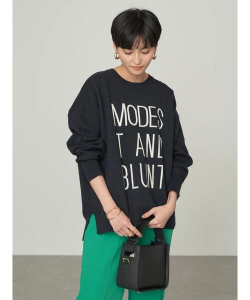 「AMERICAN HOLIC」 長袖ニット M ネイビー レディース_画像4