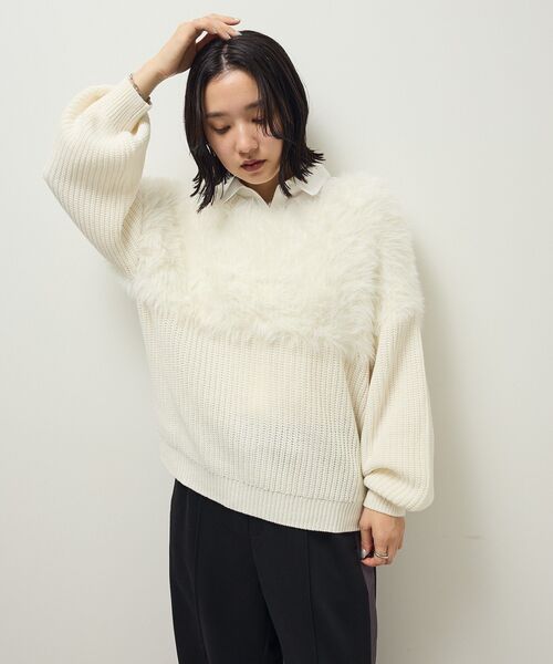 Green Parks ・Petit Fleur レイヤード風ハイショクニット グリーン パークス Green Parks ・Petit Fleur レイヤード風ハイショク