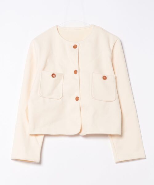 「MAISON DE THERESE」 ノーカラージャケット M アイボリー レディース_画像3
