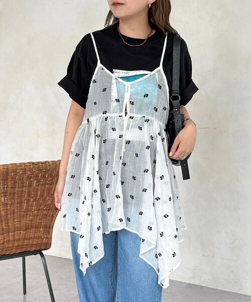 ブラウス シャツ 2WAYイレヘムキャミチュニック レディースの画像