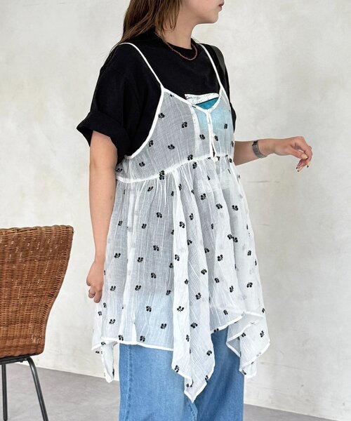 ブラウス シャツ 2WAYイレヘムキャミチュニック レディースの画像