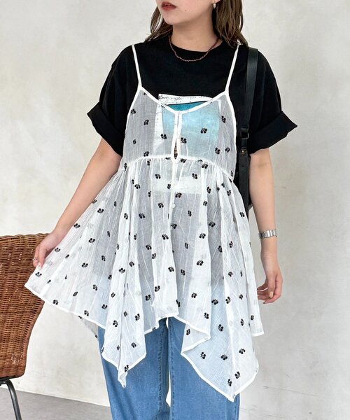 ブラウス シャツ 2WAYイレヘムキャミチュニック レディースの画像