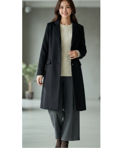 コート チェスターコート フェイクウールチェスターコート レディース