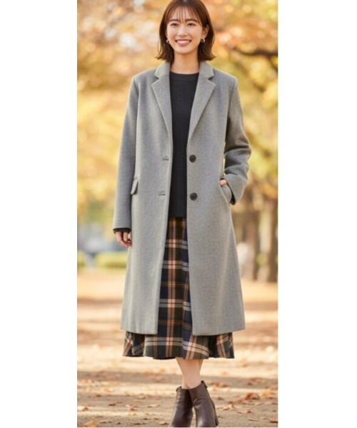 コート チェスターコート フェイクウールチェスターコート レディース