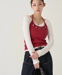 tシャツ アイレットホルターレイヤードトップス...の詳細画像1