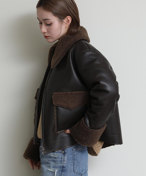 コート アウター エコレザーボアジャケット レディース : ZOZOTOWN