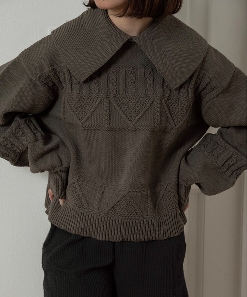 lawgy（ラウジー） ニット セーター big collar pattern volume sleeve 