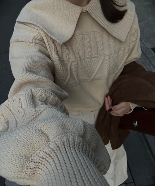 lawgy（ラウジー） ニット セーター big collar pattern volume sleeve 