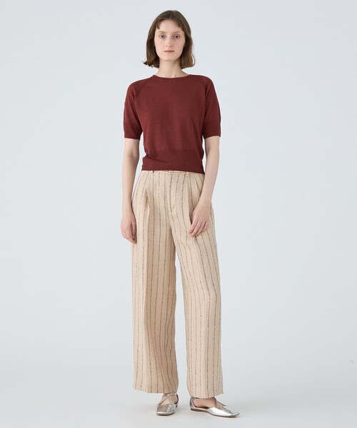 「MACPHEE」 半袖ニット S ブルー レディース_画像2