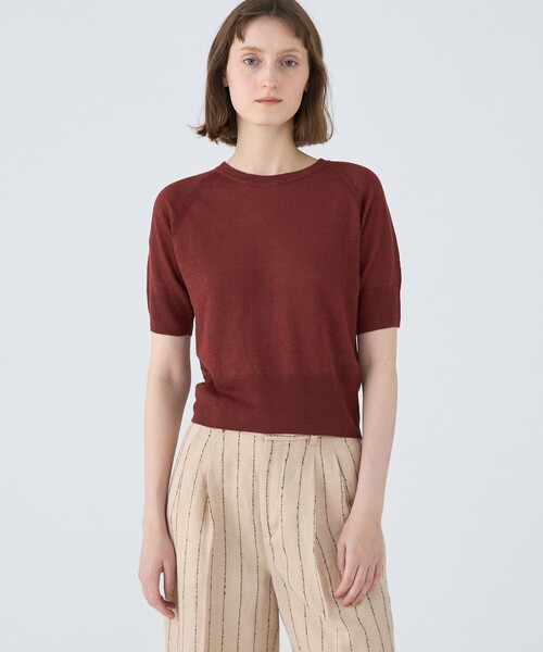 「MACPHEE」 半袖ニット S ブルー レディース_画像3