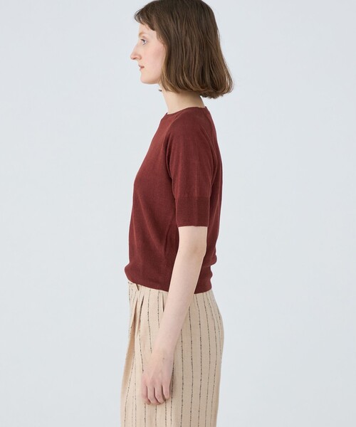 「MACPHEE」 半袖ニット S ブルー レディース_画像4