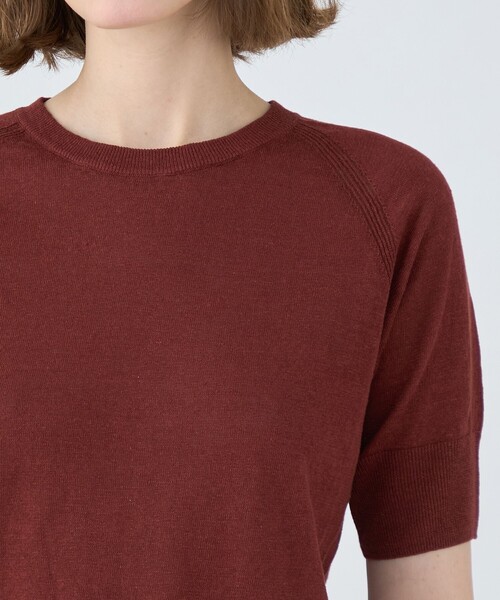 「MACPHEE」 半袖ニット S ブルー レディース_画像6