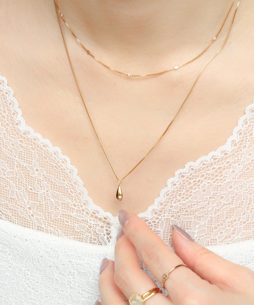 ネックレス 「WEB限定」K18vermeil ドロップ ダイヤモンド ネックレス レディースの画像