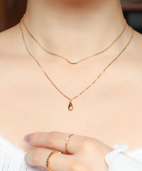 ネックレス 「WEB限定」K18vermeil ドロップ ダイヤモンド ネックレス レディースの画像