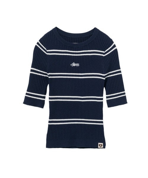 A BATHING APE ネイビー セーター A BATHING APE（アベイシングエイプ） ニット セーター FITTED STRIPES