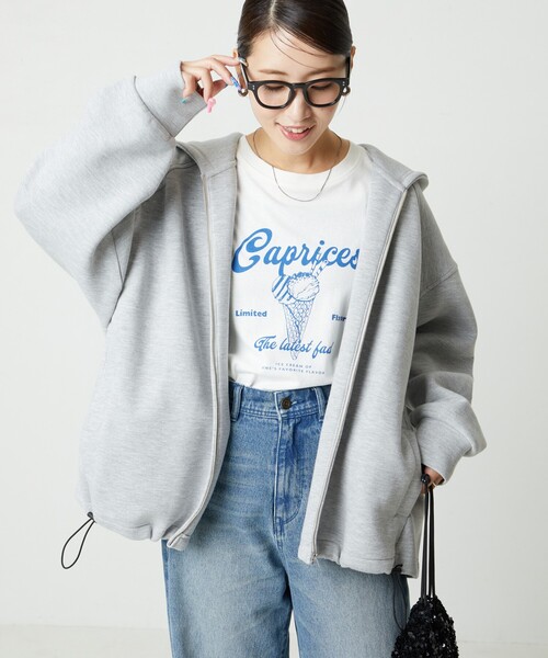 ヨリ 21SS ティアード ジップアップパーカー スウェット 長袖 F ベージュ FREAK'S STORE（フリークスストア） ジップアップパーカー フリ