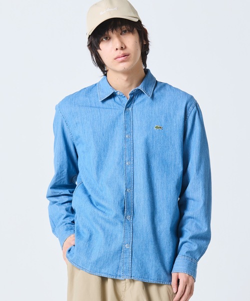 ラコステ ビッグロゴ デニムシャツ L ロゴ刺繍 ダンガリーシャツ LACOSTE（ラコステ） シャツ ライトウェイトデニムシャツ メンズ