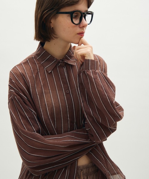 full/fill. ブラウス シャツ airy stripe over shirt / エアリー