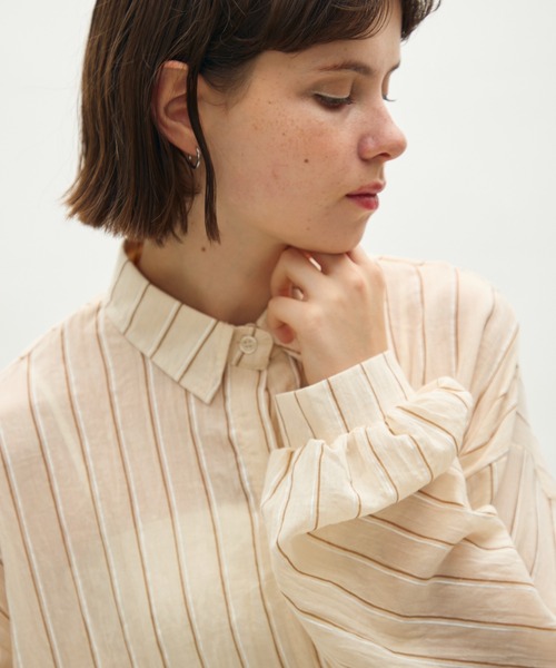 full/fill. ブラウス シャツ airy stripe over shirt / エアリー