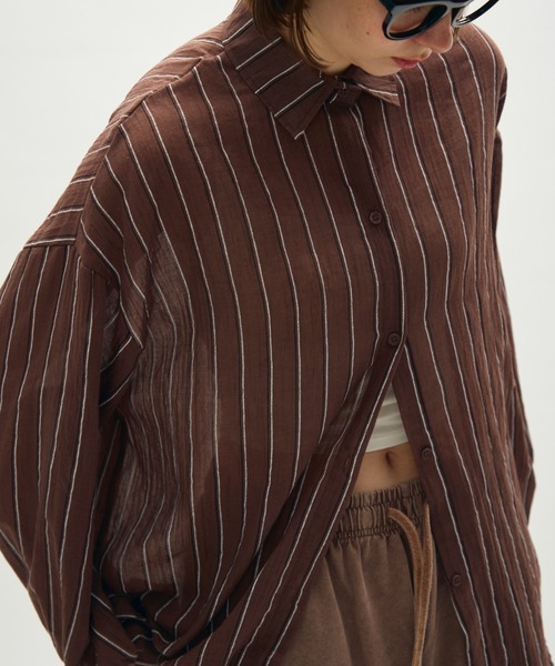full/fill. ブラウス シャツ airy stripe over shirt / エアリー