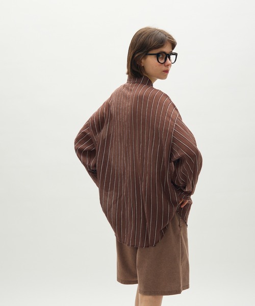 エアリーストライプロングシャツ full/fill. ブラウス シャツ airy stripe over shirt / エアリー