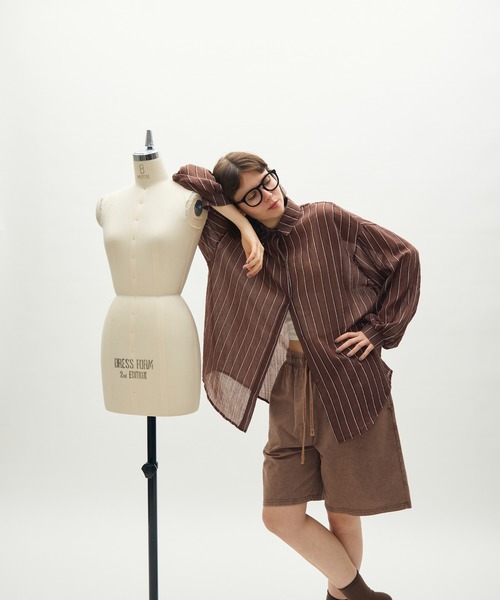 full/fill. ブラウス シャツ airy stripe over shirt / エアリー