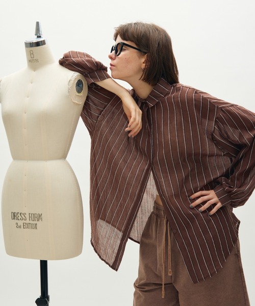 full/fill. ブラウス シャツ airy stripe over shirt / エアリー