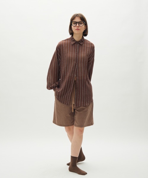 full/fill. ブラウス シャツ airy stripe over shirt / エアリー