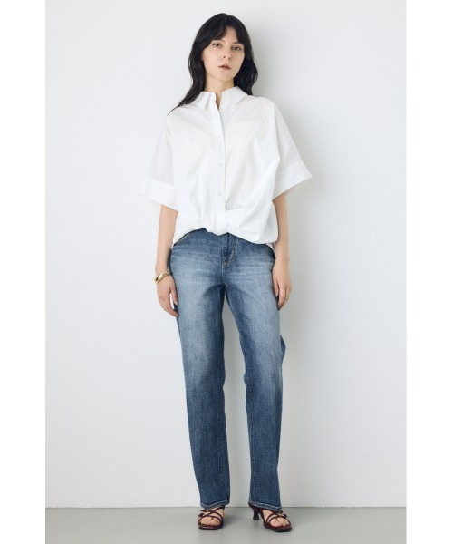 AEWENMATOPH ラッフルドルマンシャツ 半袖ブラウス ブルー