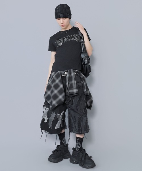 SPINNS（スピンズ） tシャツ “キラッとロゴで差つく” 短丈半袖Tシャツ
