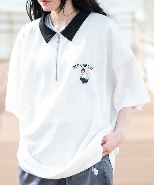 「Red Cap Girl」 半袖Tシャツ LARGE グレイッシュベージュ メンズ_画像2