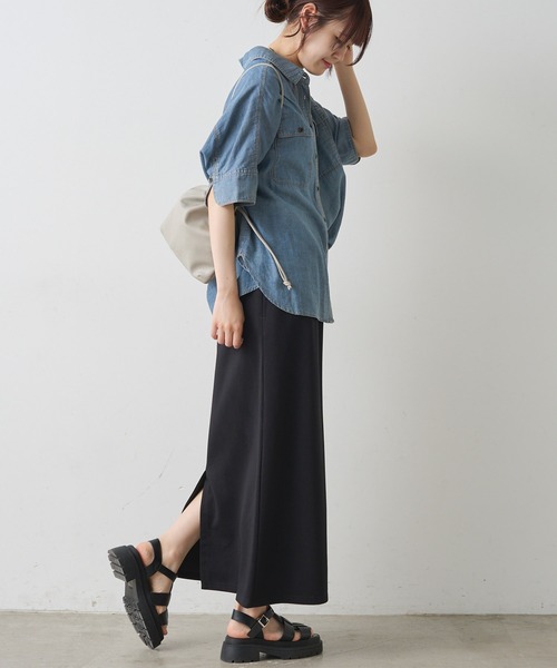 pual ce cin ロング スカート 夏 接触冷感カットナロースカート