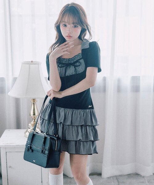 OLIVE des OLIVE（オリーブデオリーブ） ワンピース 半袖 レイヤード風