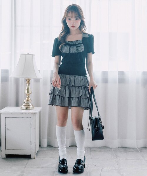 OLIVE des OLIVE（オリーブデオリーブ） ワンピース 半袖 レイヤード風