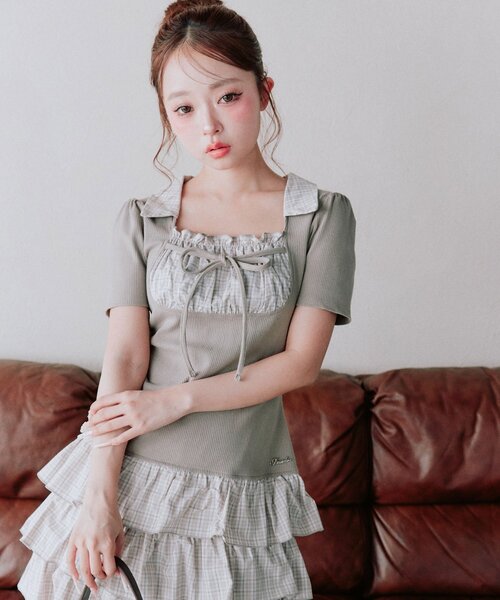 OLIVE des OLIVE（オリーブデオリーブ） ワンピース 半袖 レイヤード風