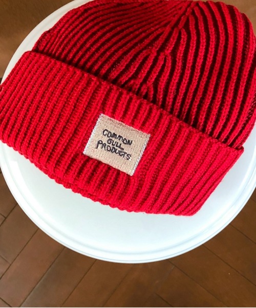 common gull products. ニットキャップ フリー レッド レディース