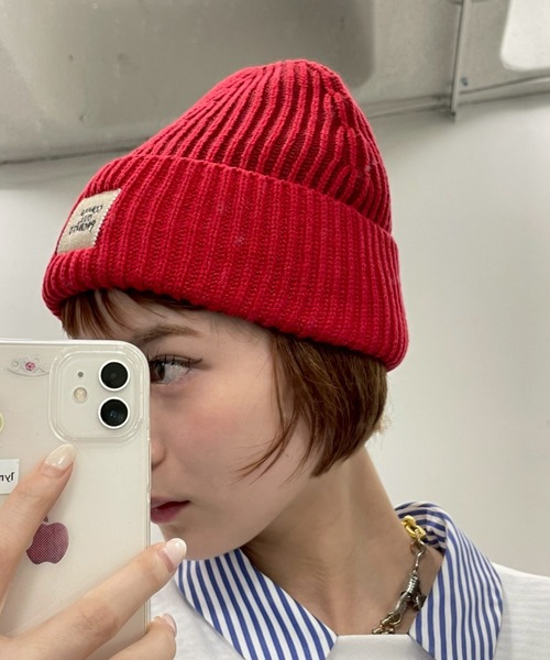 common gull products. ニットキャップ フリー レッド レディース
