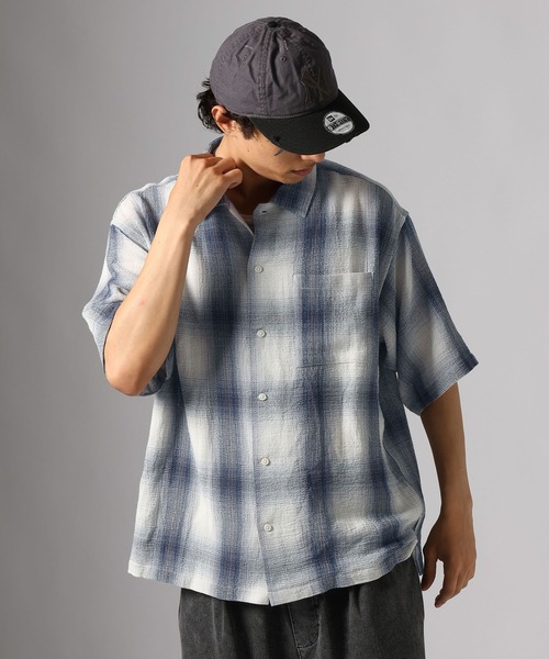 BAYFLOW（ベイフロー） シャツ 半袖 ガーゼオンブレチェックシャツ