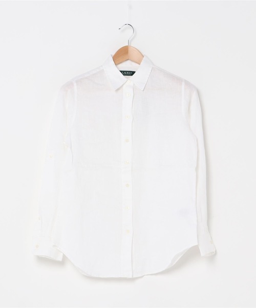 ラルフローレン　リネン　白　レディースXL相当 LAUREN RALPH ブラウス シャツ リネン レディース : ZOZOTOWN