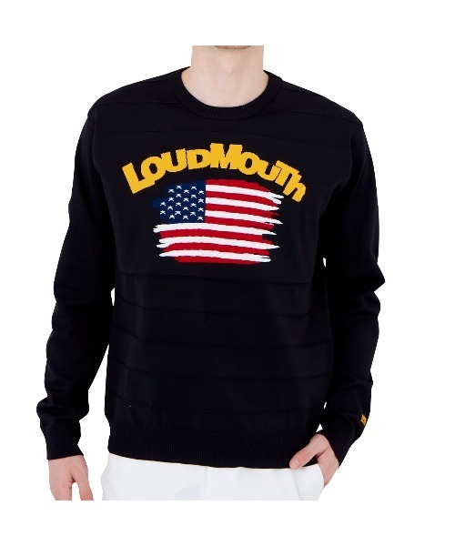 Loudmouth - coco 中古 ラウドマウス LOUDMOUTH メンズ セーター M グレー 長袖クルーネック ニット  国旗柄 セーター ニット LOUDMOUTH/ラウドマウス ゴルフウェア 軽量ニット